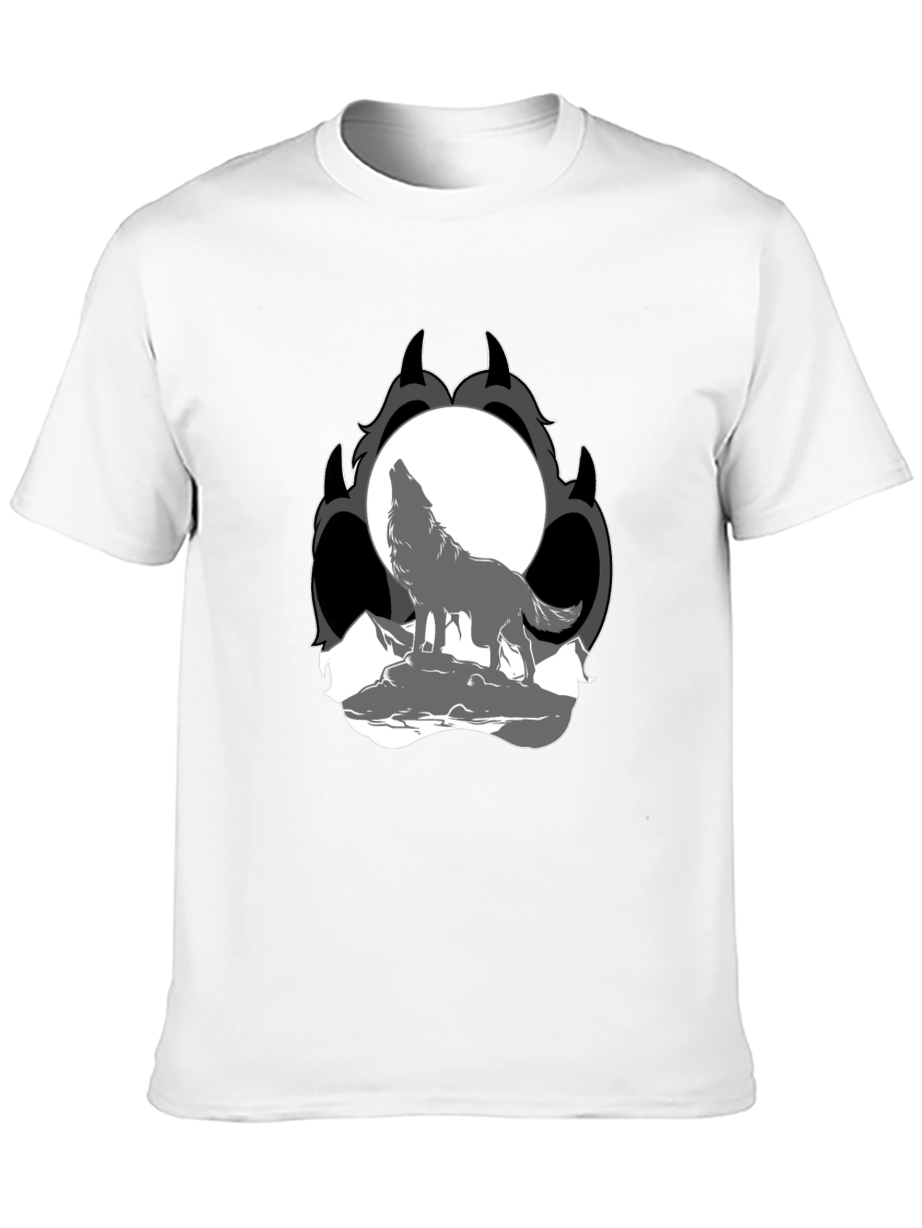 Wolf Moon Paw Print Black T-Shirt
