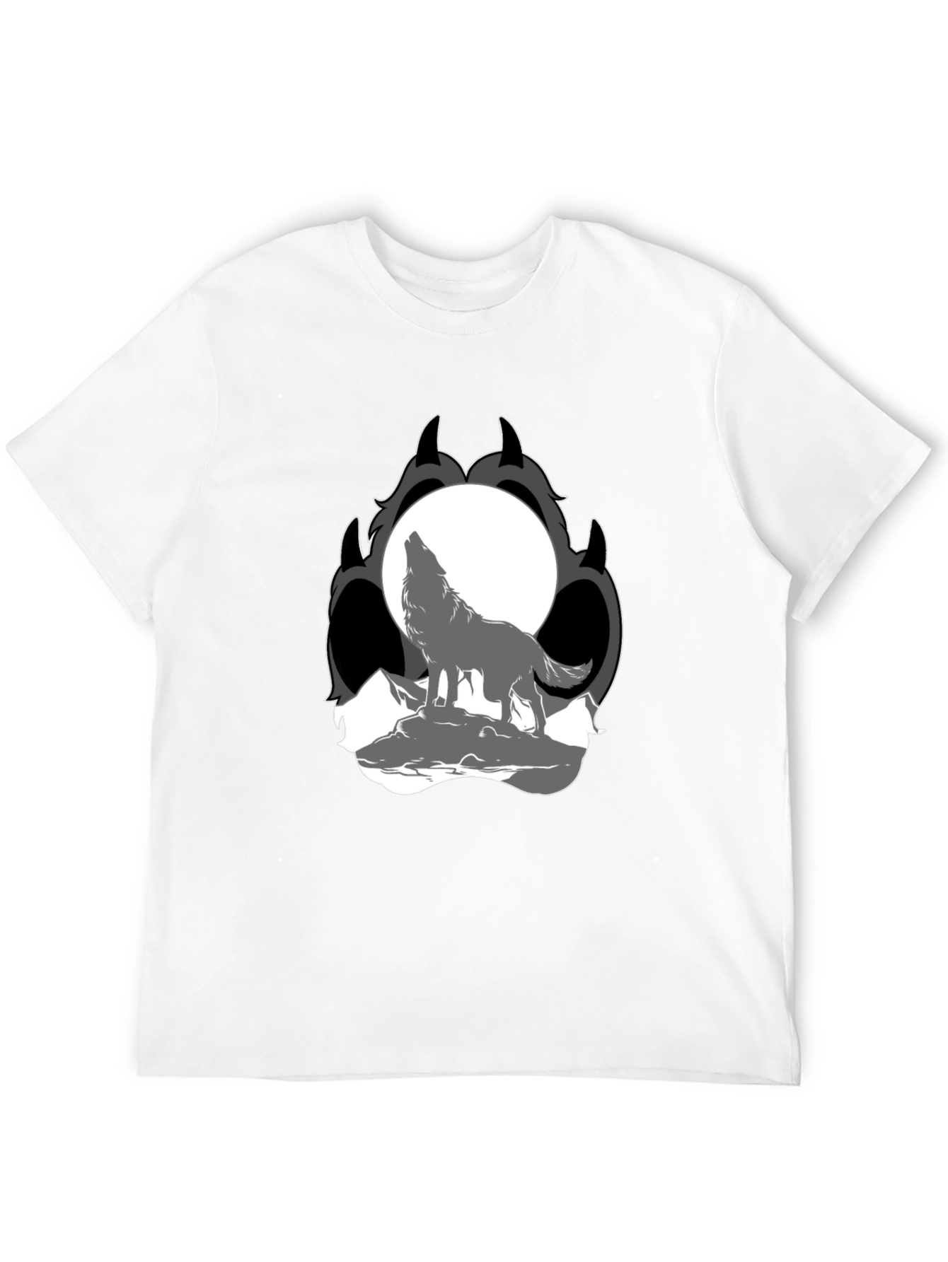 Wolf Moon Paw Print Black T-Shirt