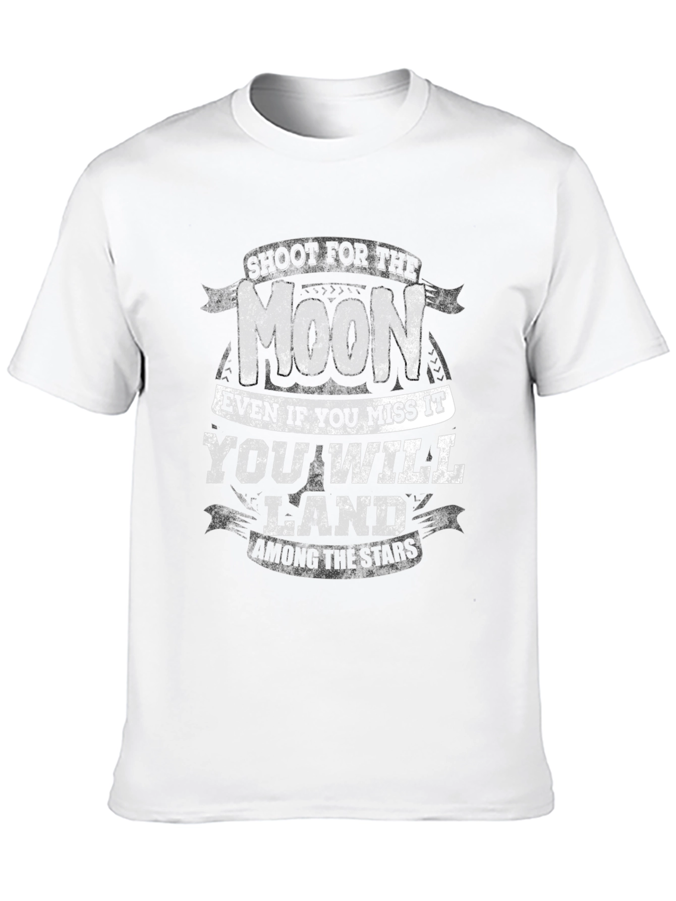 Inspirational Moon & Stars Graphic Print Black T-Shirt
