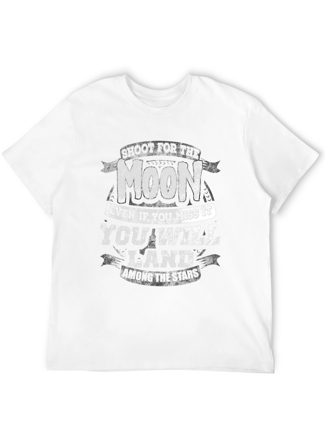Inspirational Moon & Stars Graphic Print Black T-Shirt