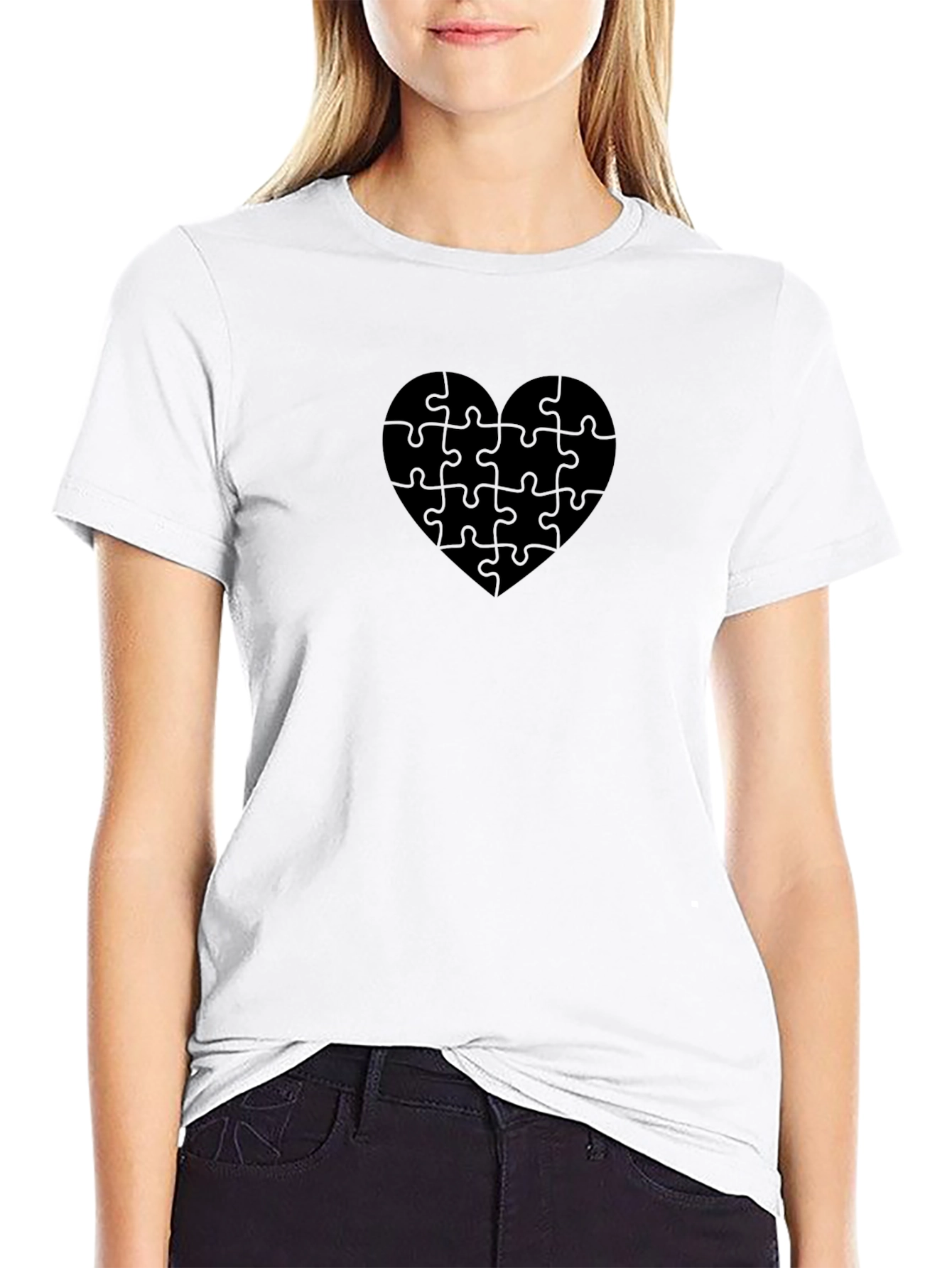 Heart Puzzle T-Shirt - Black Tee