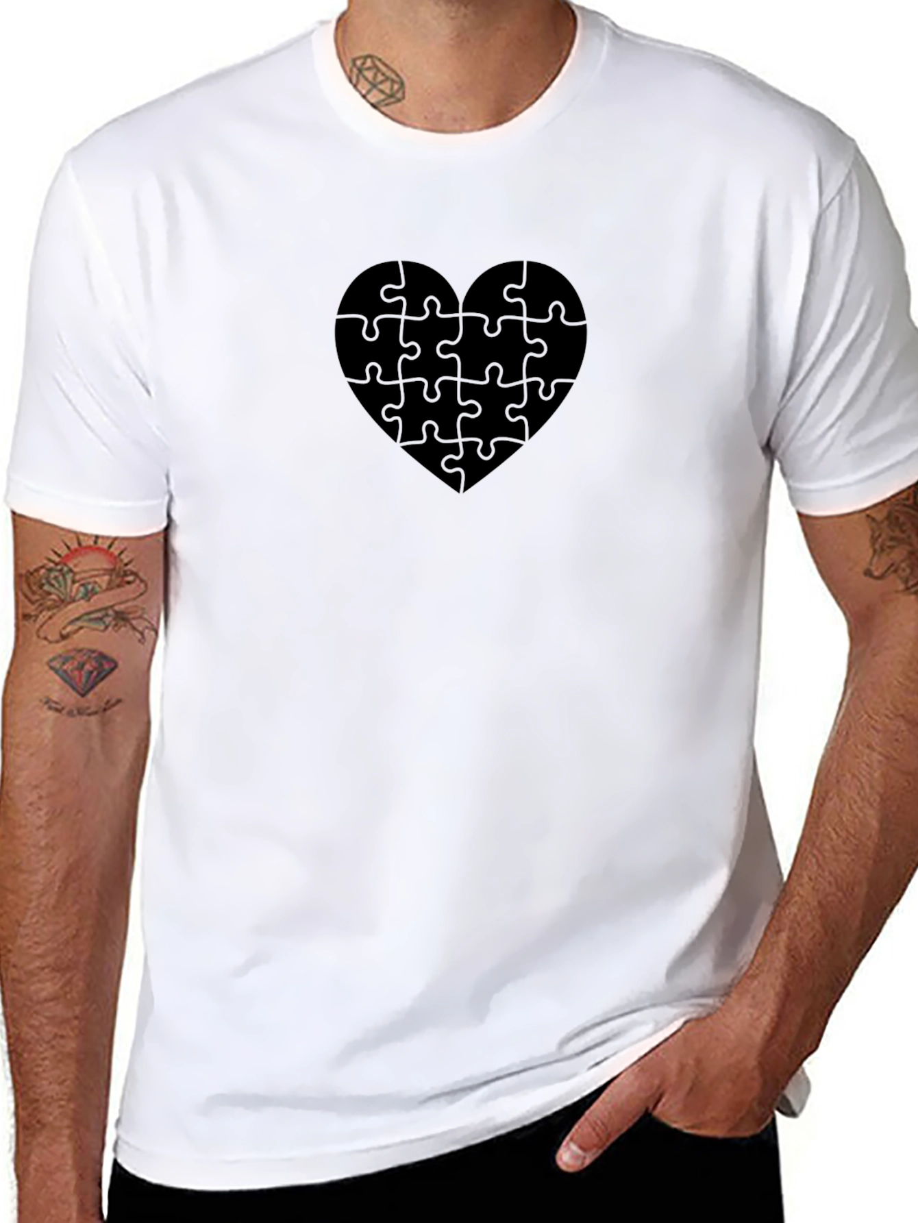 Heart Puzzle T-Shirt - Black Tee