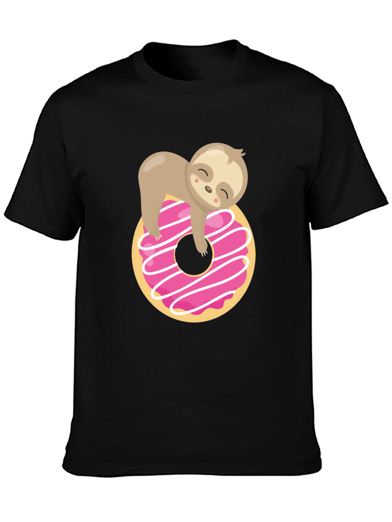 Sloth Donut Graphic T-Shirt Black