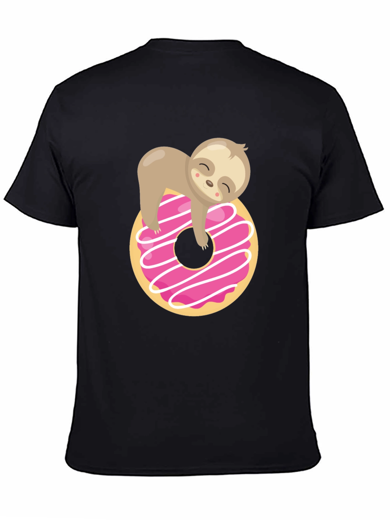 Sloth Donut Graphic T-Shirt Black