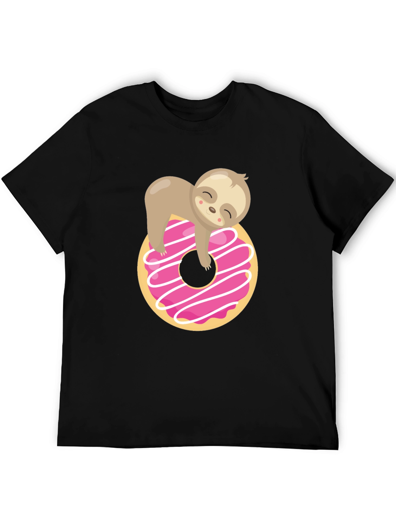Sloth Donut Graphic T-Shirt Black