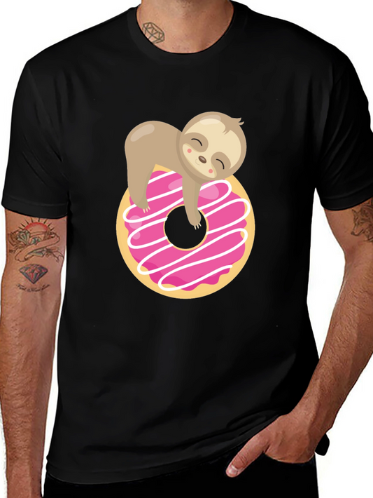 Sloth Donut Graphic T-Shirt Black