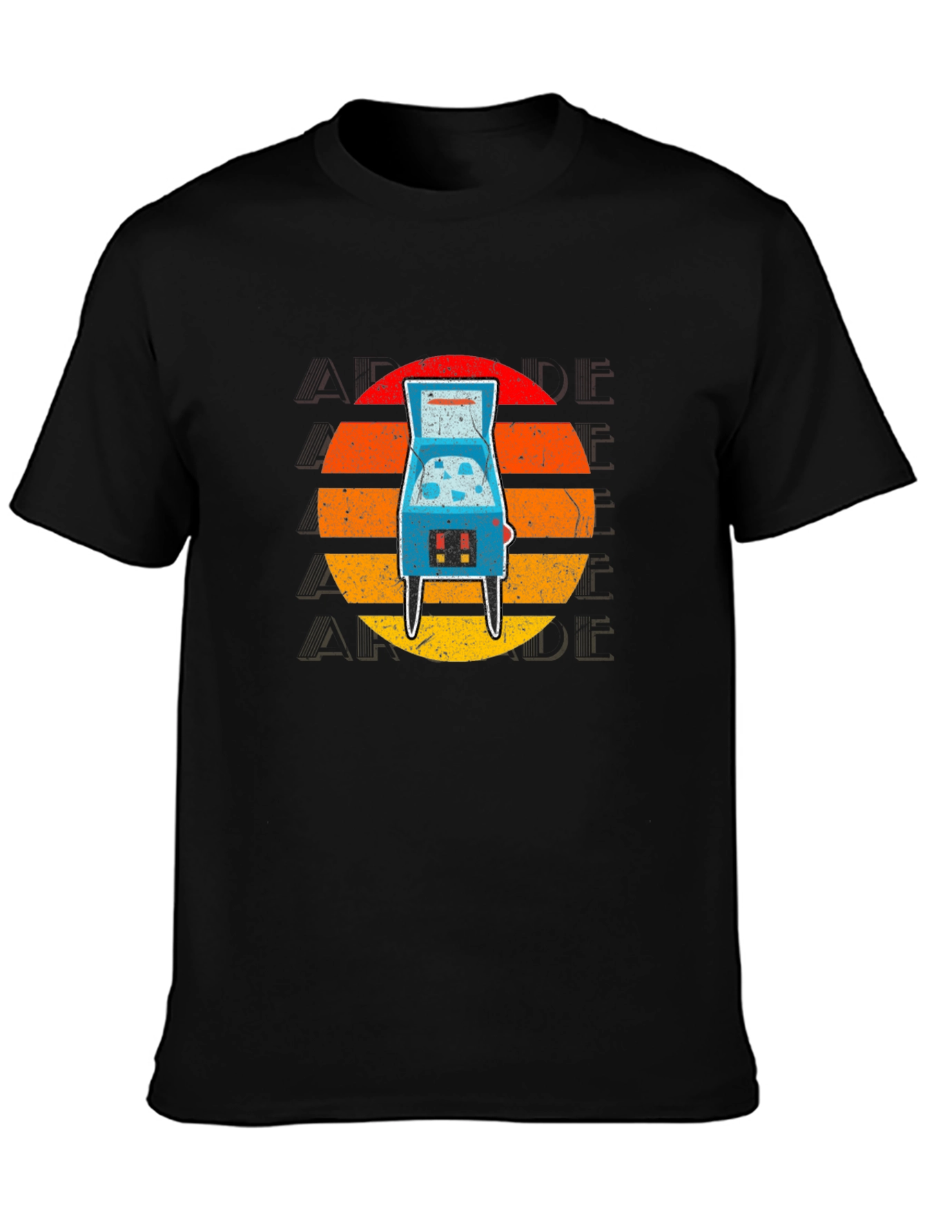 Retro Arcade Sunset T-Shirt - Black