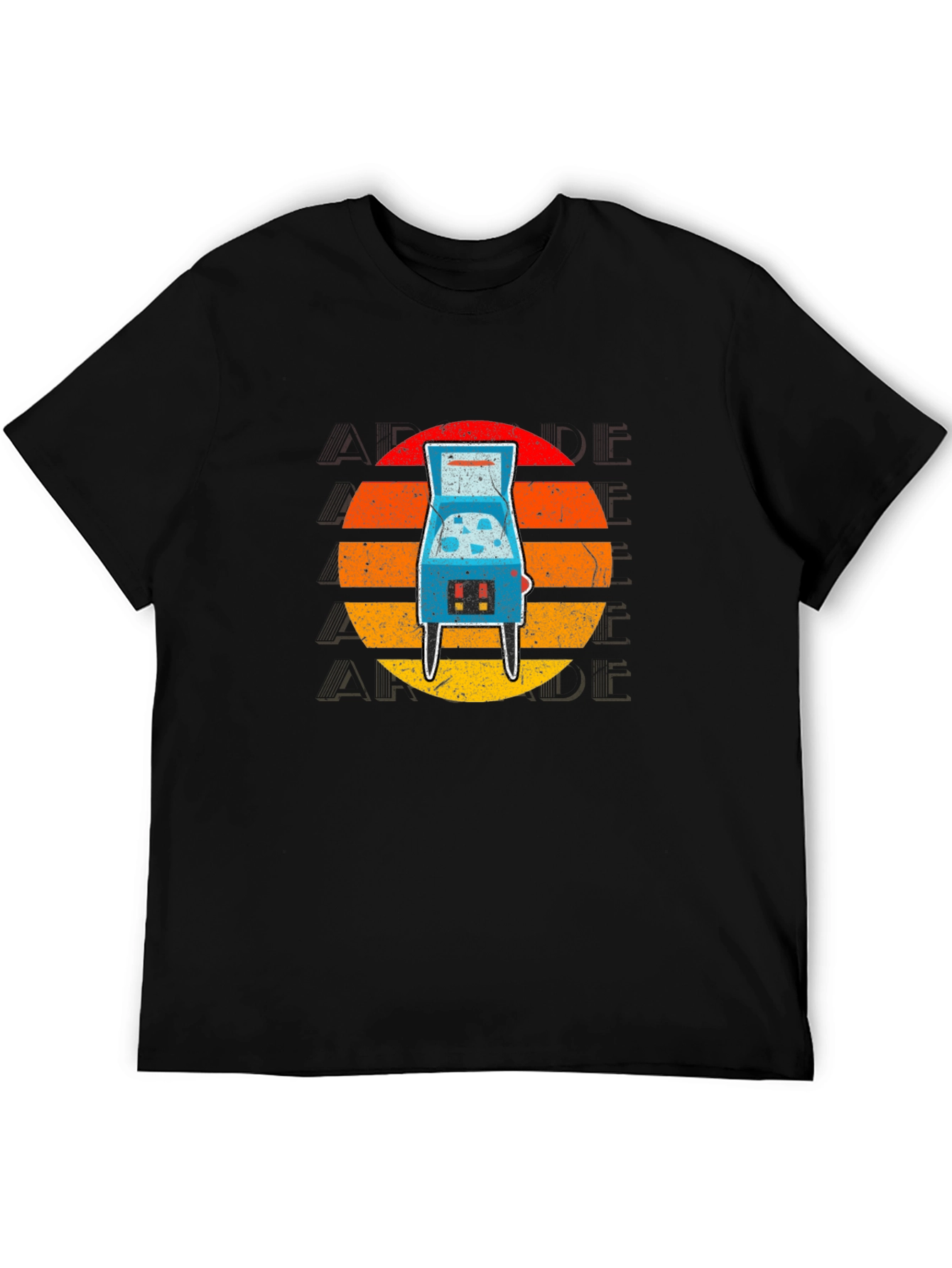 Retro Arcade Sunset T-Shirt - Black