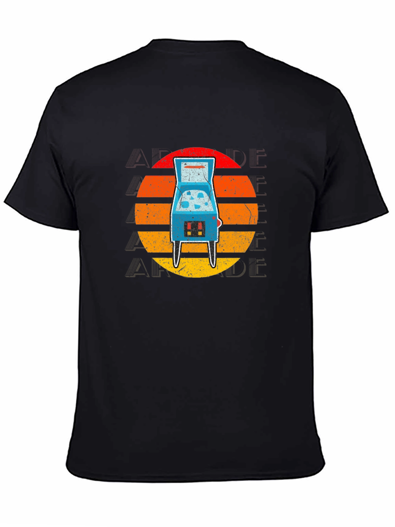 Retro Arcade Sunset T-Shirt - Black