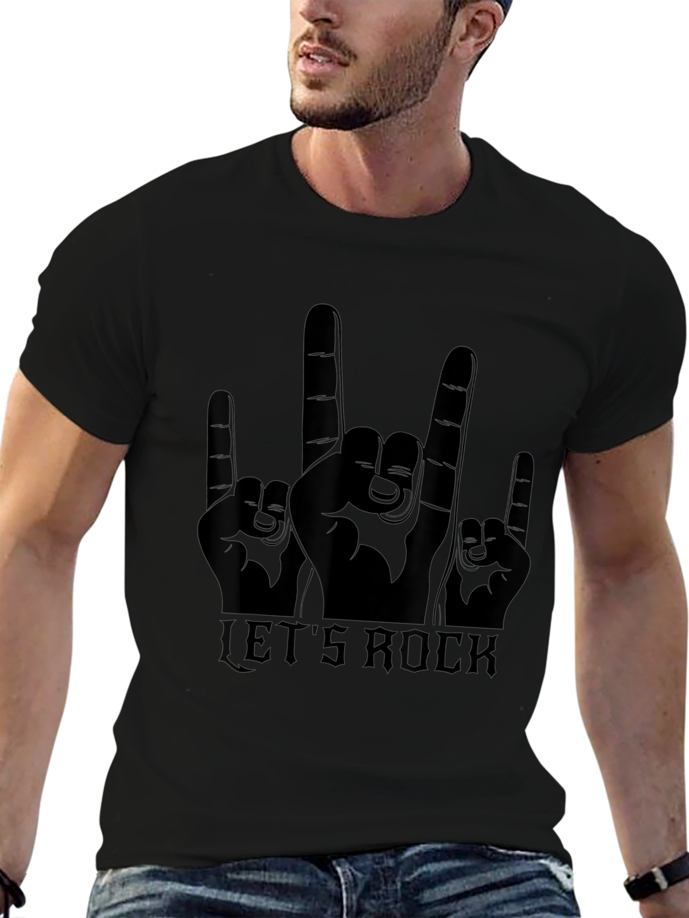 Lets Rock Graphic T-Shirt - Black