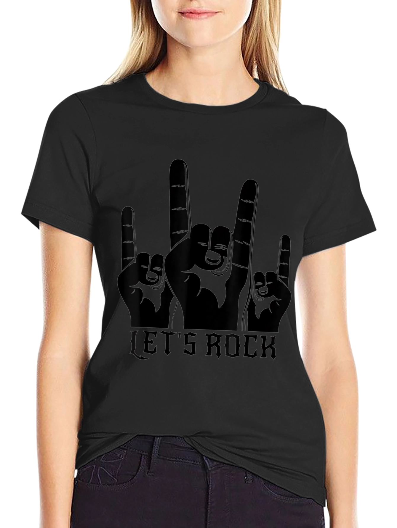 Lets Rock Graphic T-Shirt - Black