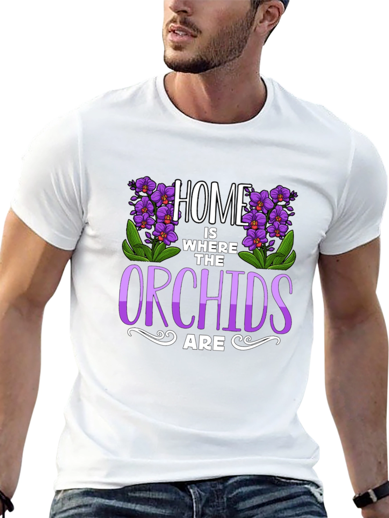 Home Is Where The Orchids Are Black T-Shirt