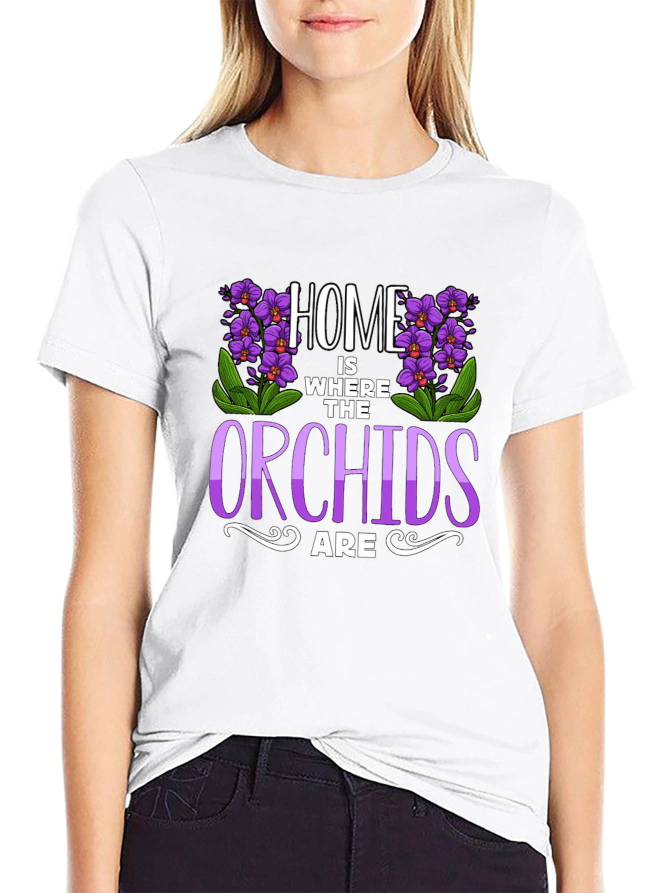 Home Is Where The Orchids Are Black T-Shirt