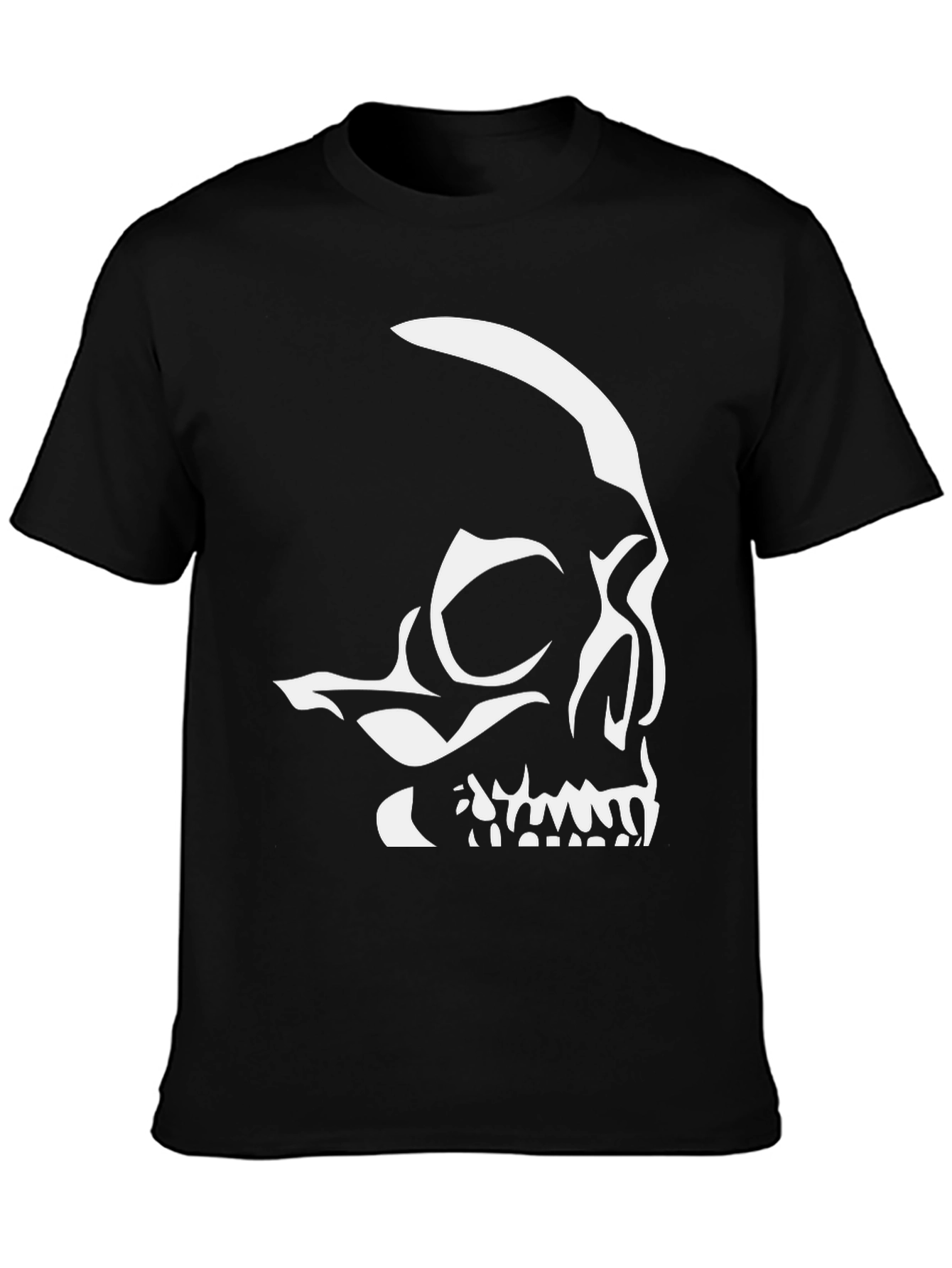 Skull Graphic Tee - Black Cotton Blend T-Shirt