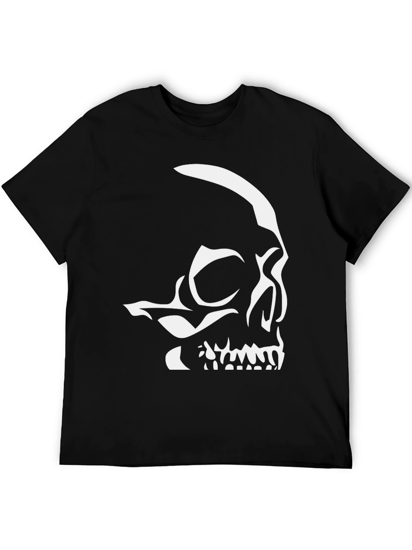 Skull Graphic Tee - Black Cotton Blend T-Shirt