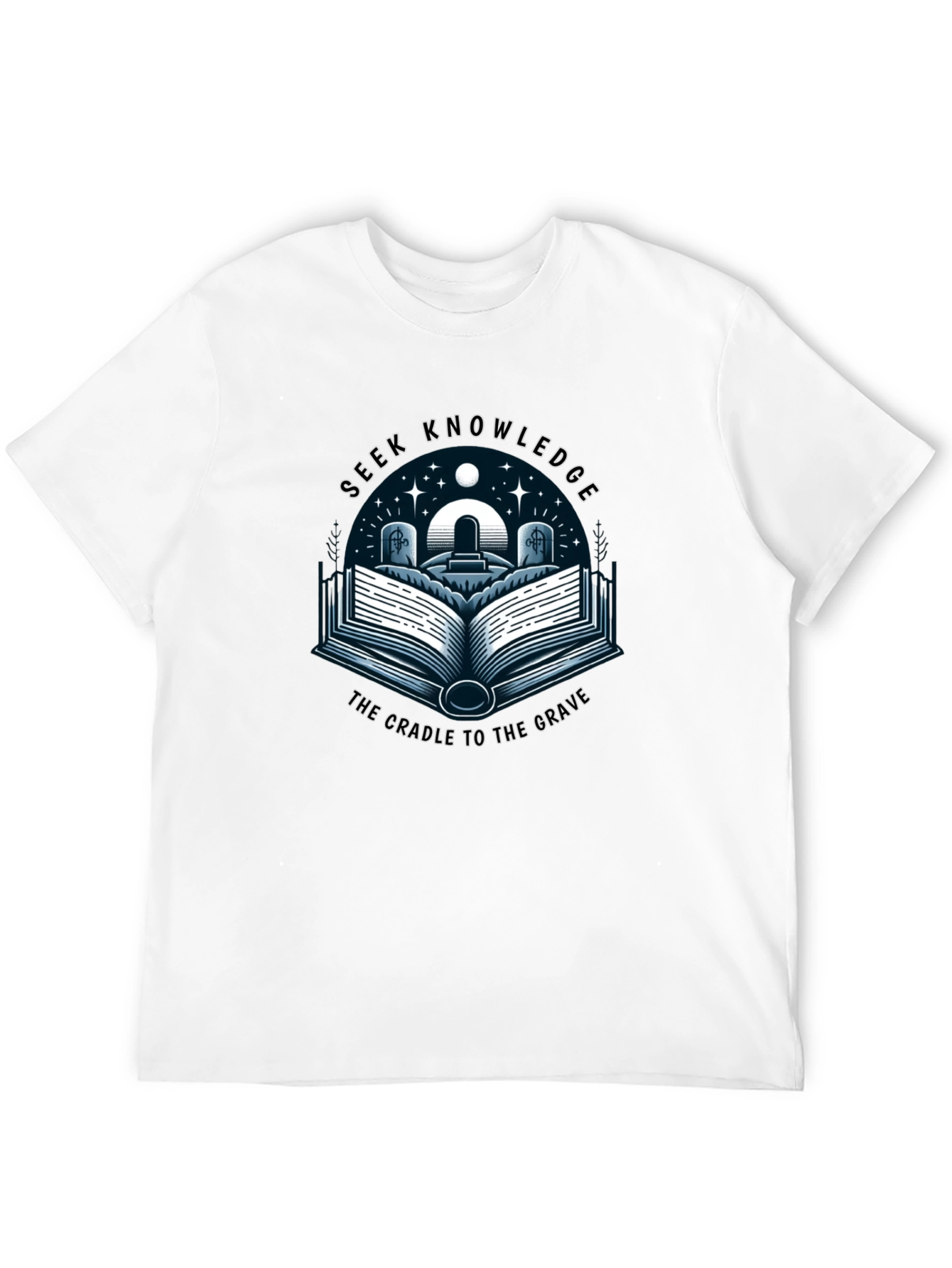 Seek Knowledge Black Tee: The Cradle to the Grave