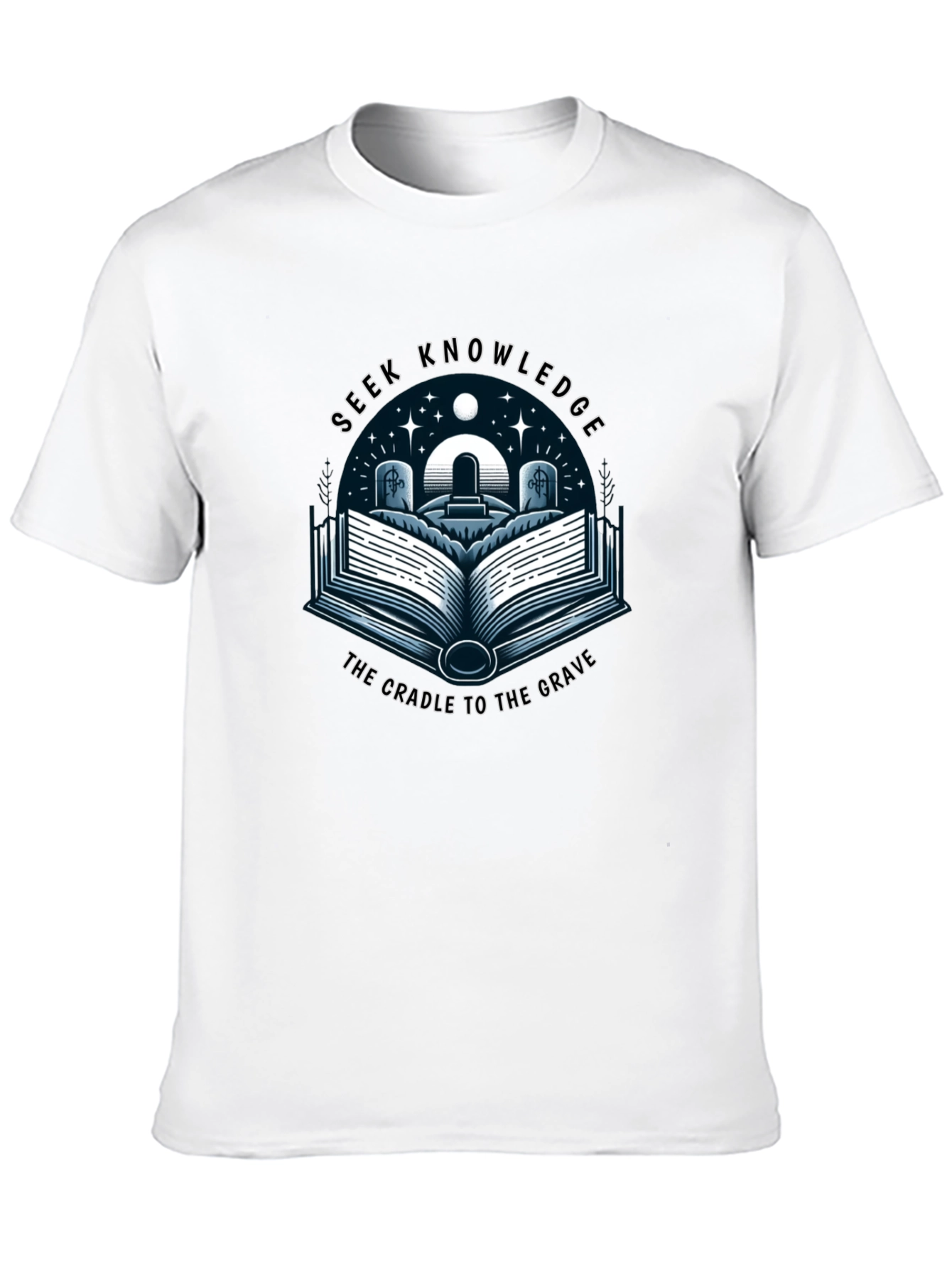 Seek Knowledge Black Tee: The Cradle to the Grave