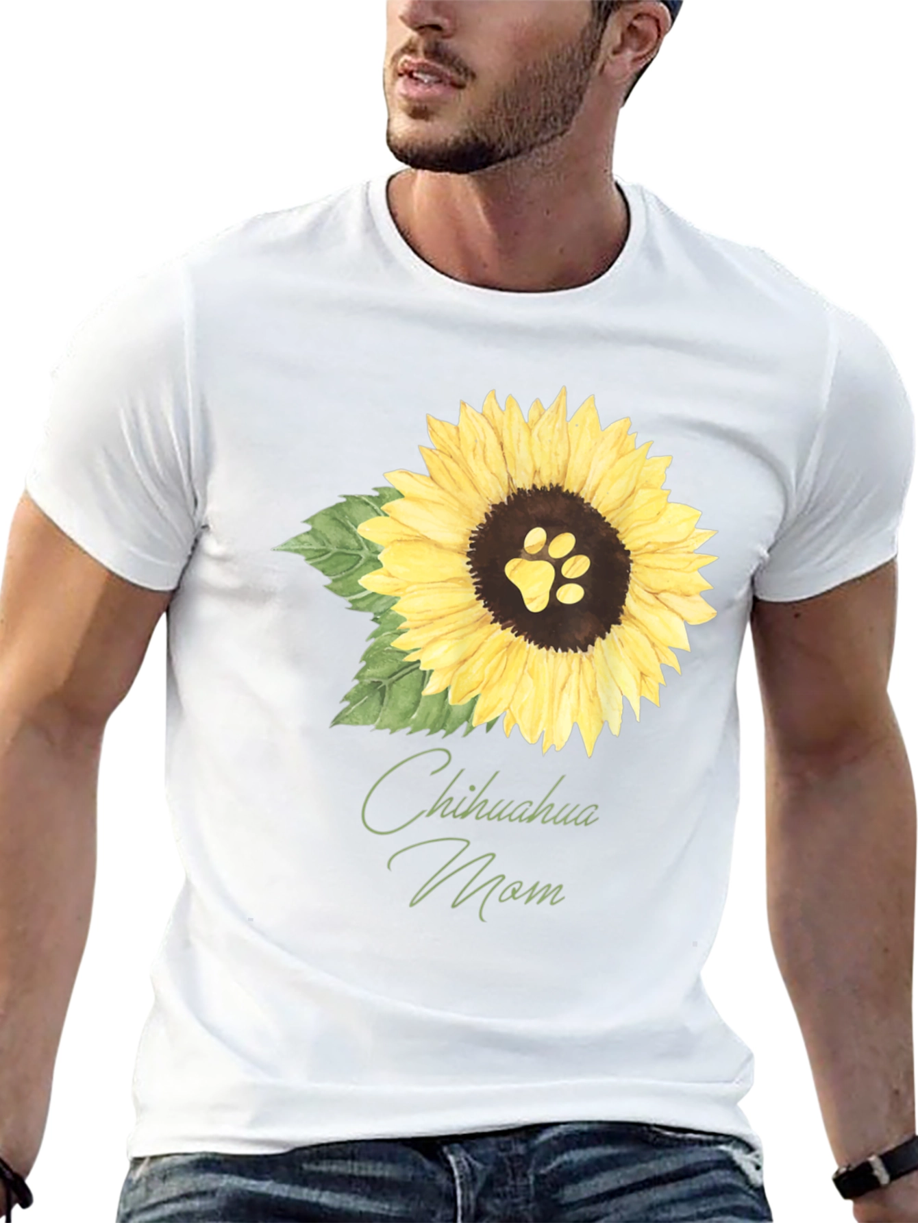 Chihuahua Mom Sunflower Dog Paw T-Shirt