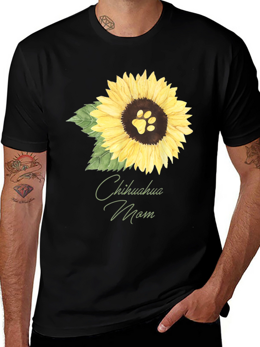 Chihuahua Mom Sunflower Dog Paw T-Shirt