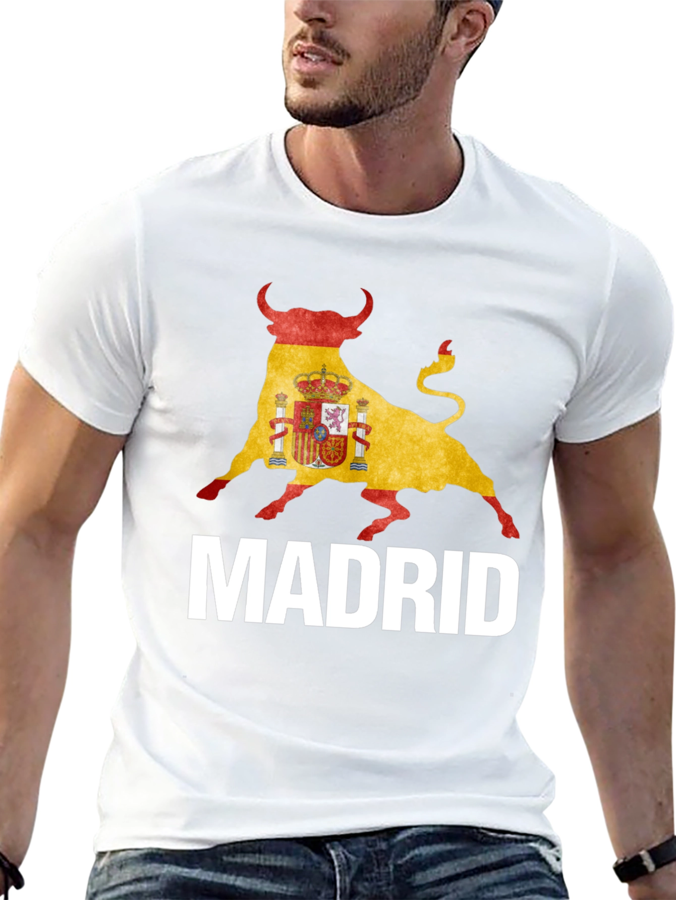 Madrid Spain Bull Flag Graphic T-Shirt