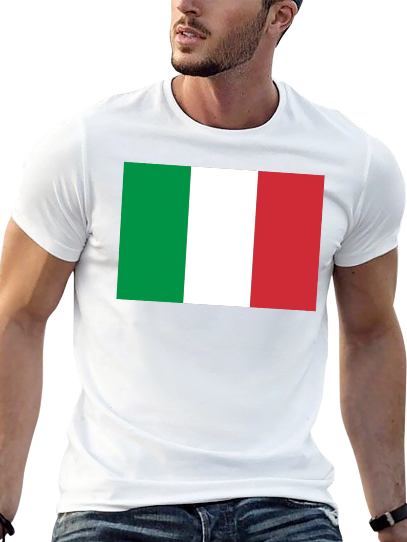 Italian Flag T-Shirt - Black Cotton Tee