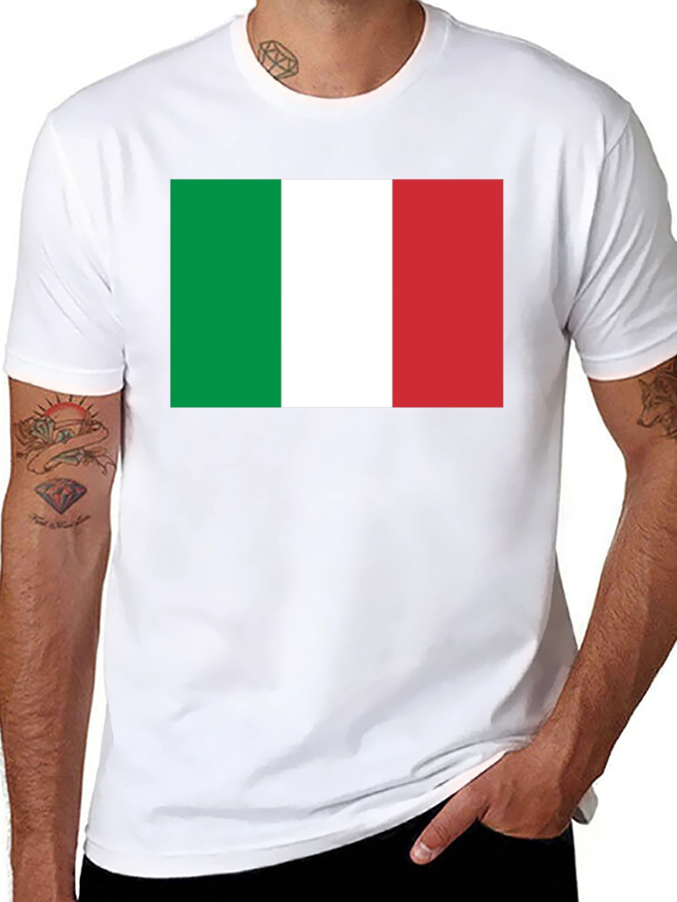 Italian Flag T-Shirt - Black Cotton Tee