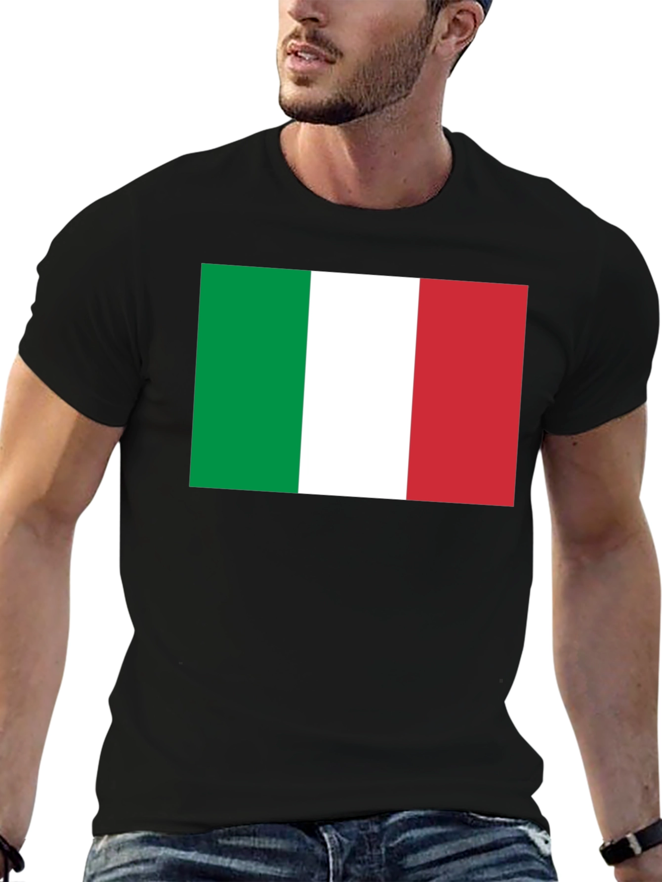 Italian Flag T-Shirt - Black Cotton Tee