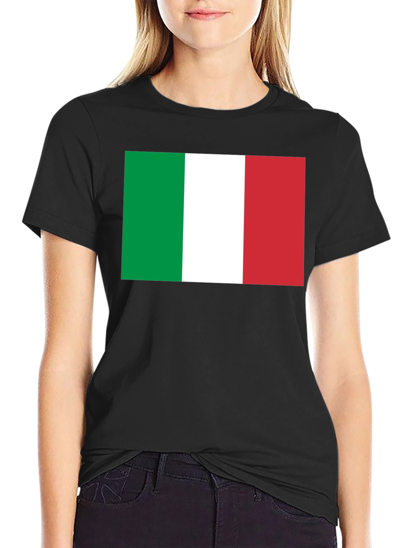 Italian Flag T-Shirt - Black Cotton Tee