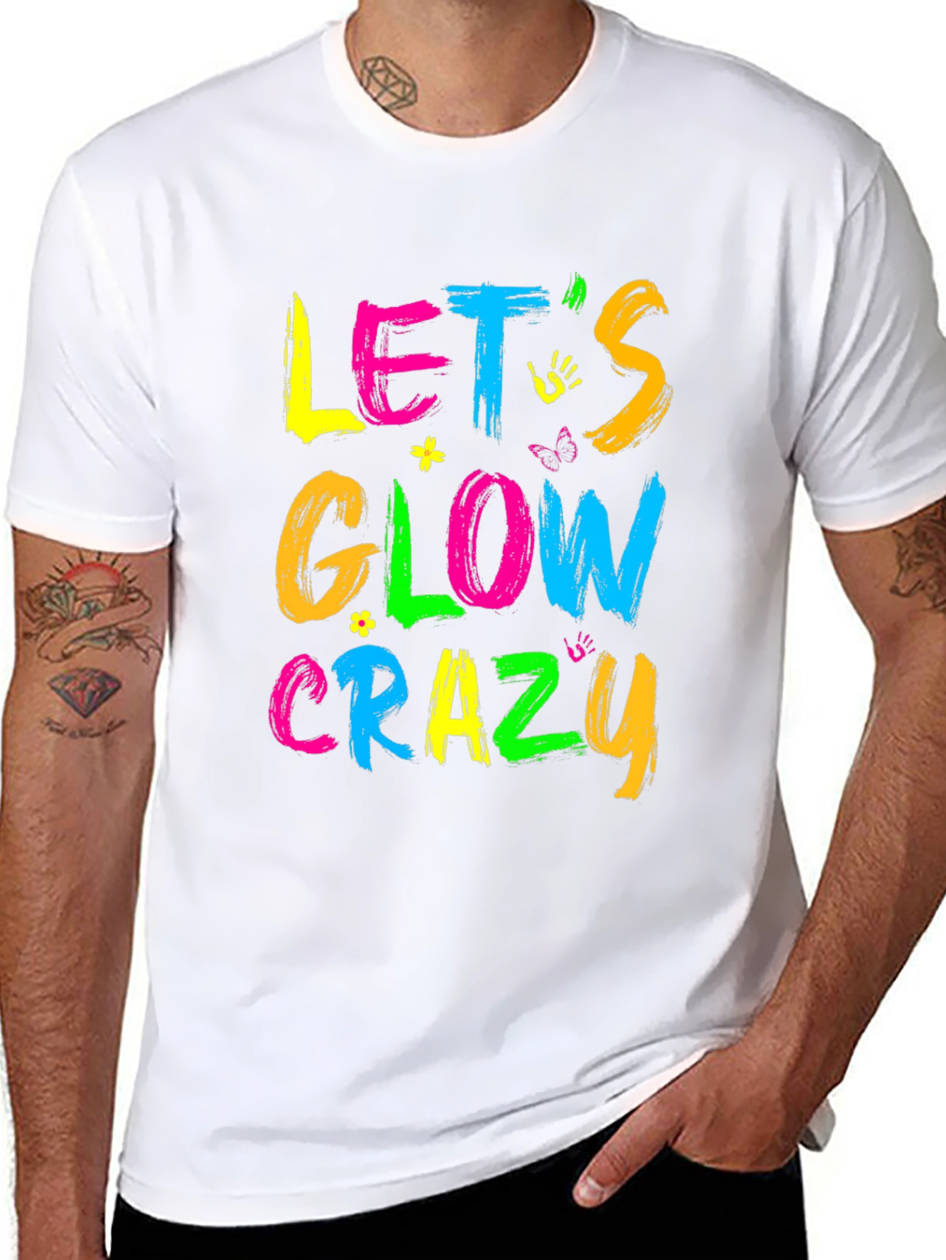 Lets Glow Crazy Graphic Tee - Neon Party Shirt