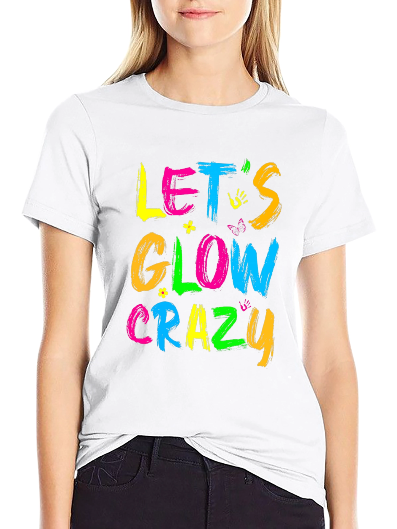 Lets Glow Crazy Graphic Tee - Neon Party Shirt
