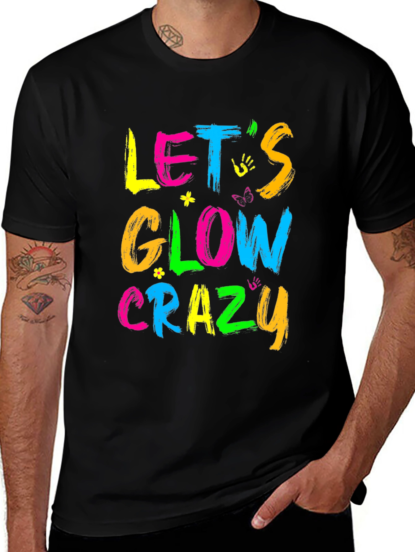 Lets Glow Crazy Graphic Tee - Neon Party Shirt