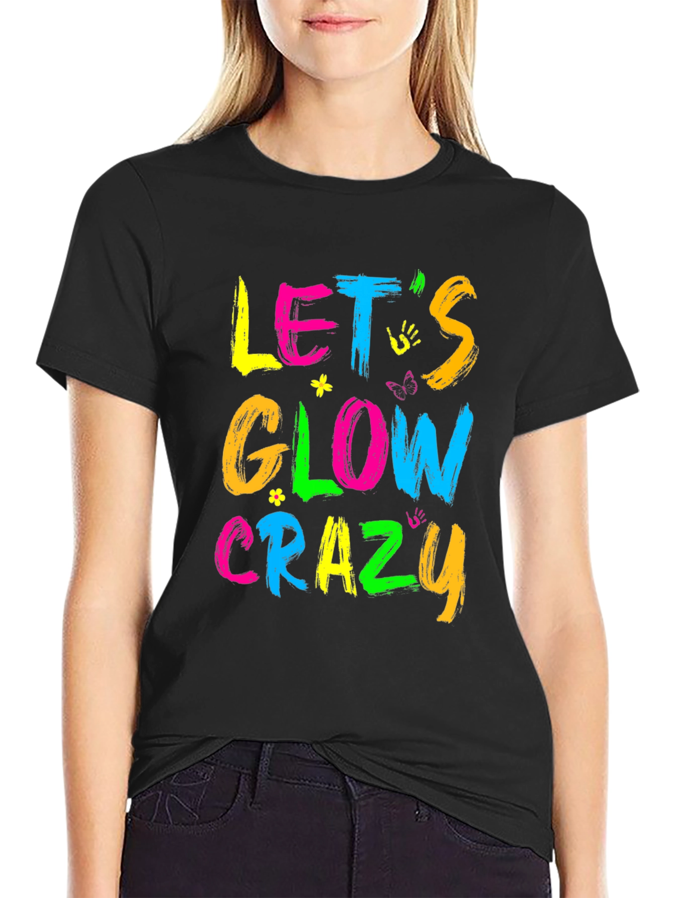 Lets Glow Crazy Graphic Tee - Neon Party Shirt
