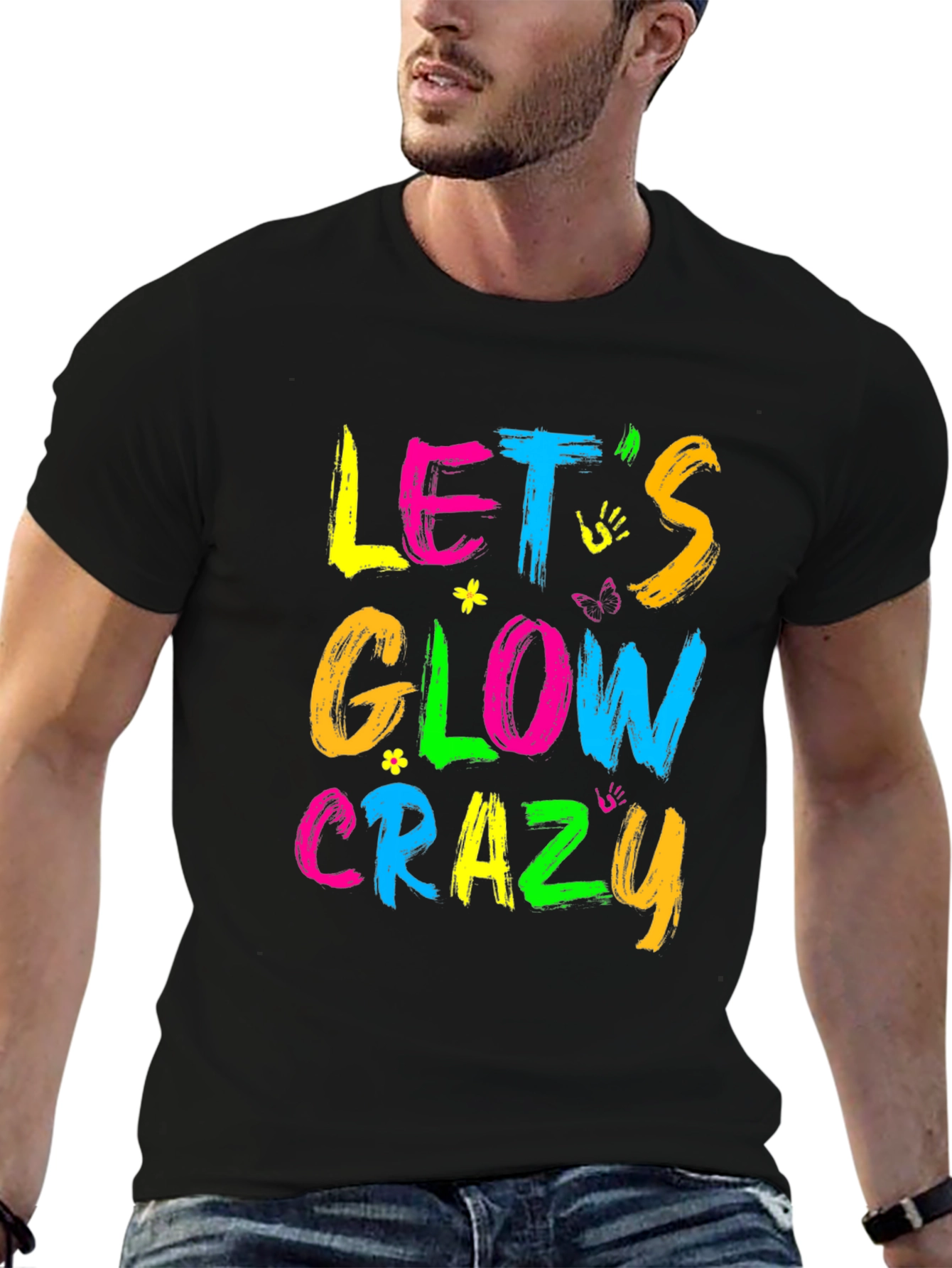 Lets Glow Crazy Graphic Tee - Neon Party Shirt