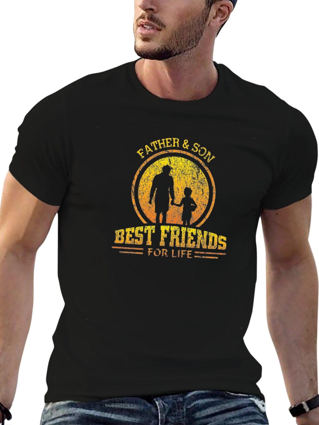 Father & Son Best Friends Black Graphic Tee
