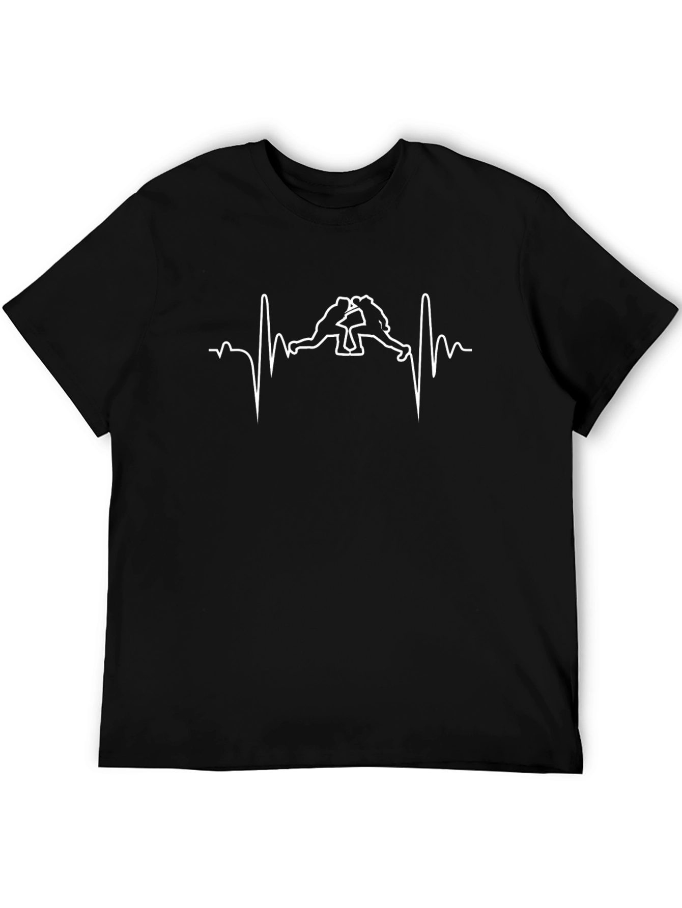 Wrestling Heartbeat T-Shirt Black Graphic Tee