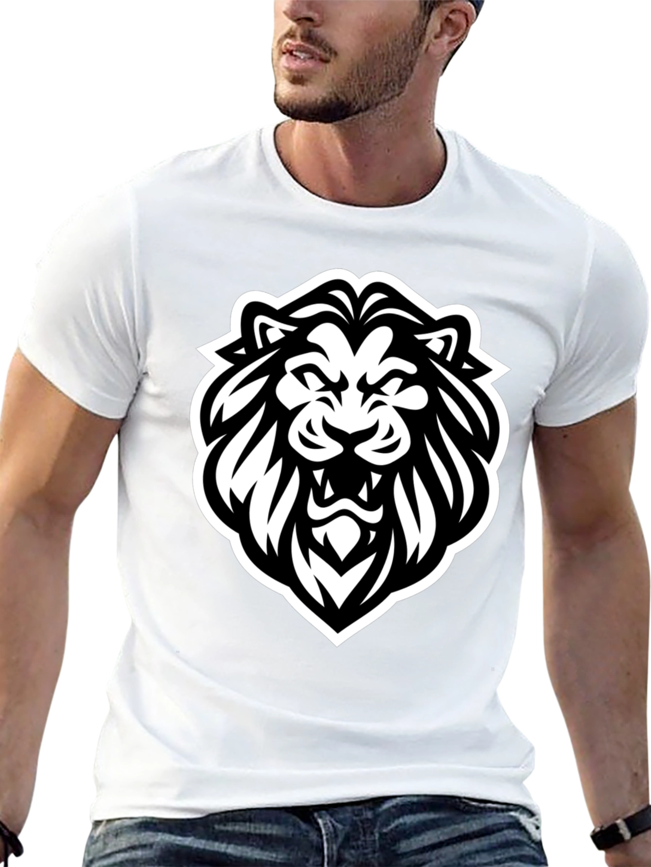 Bold Lion Graphic Print Black T-Shirt