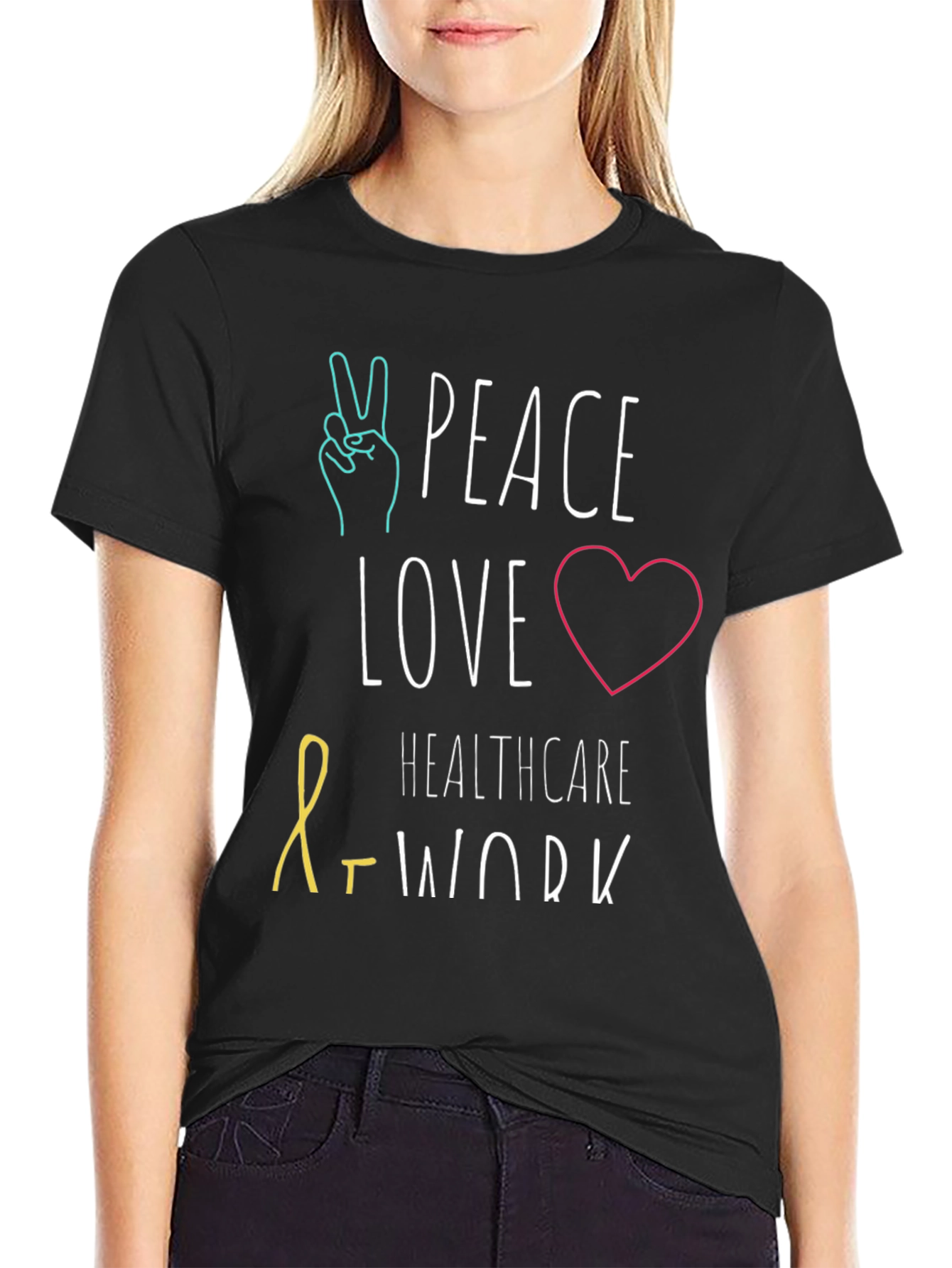 Peace Love Healthcare Work T-Shirt
