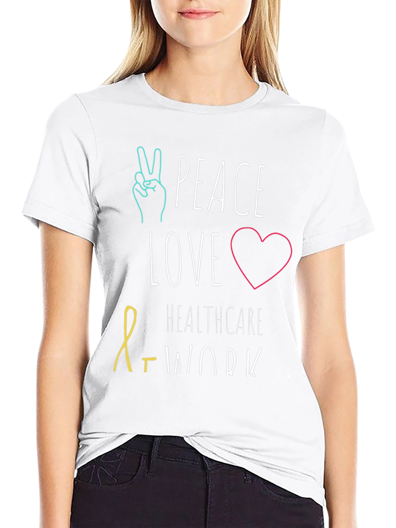 Peace Love Healthcare Work T-Shirt