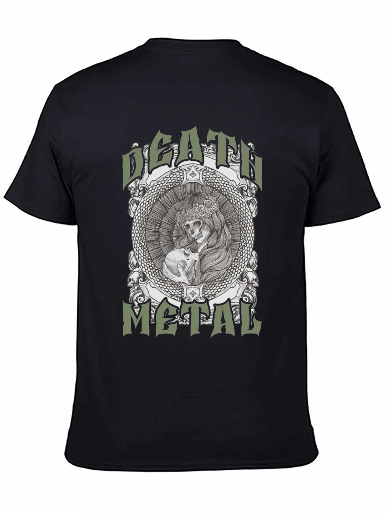 Death Metal Graphic Tee - Skull & Snake Design