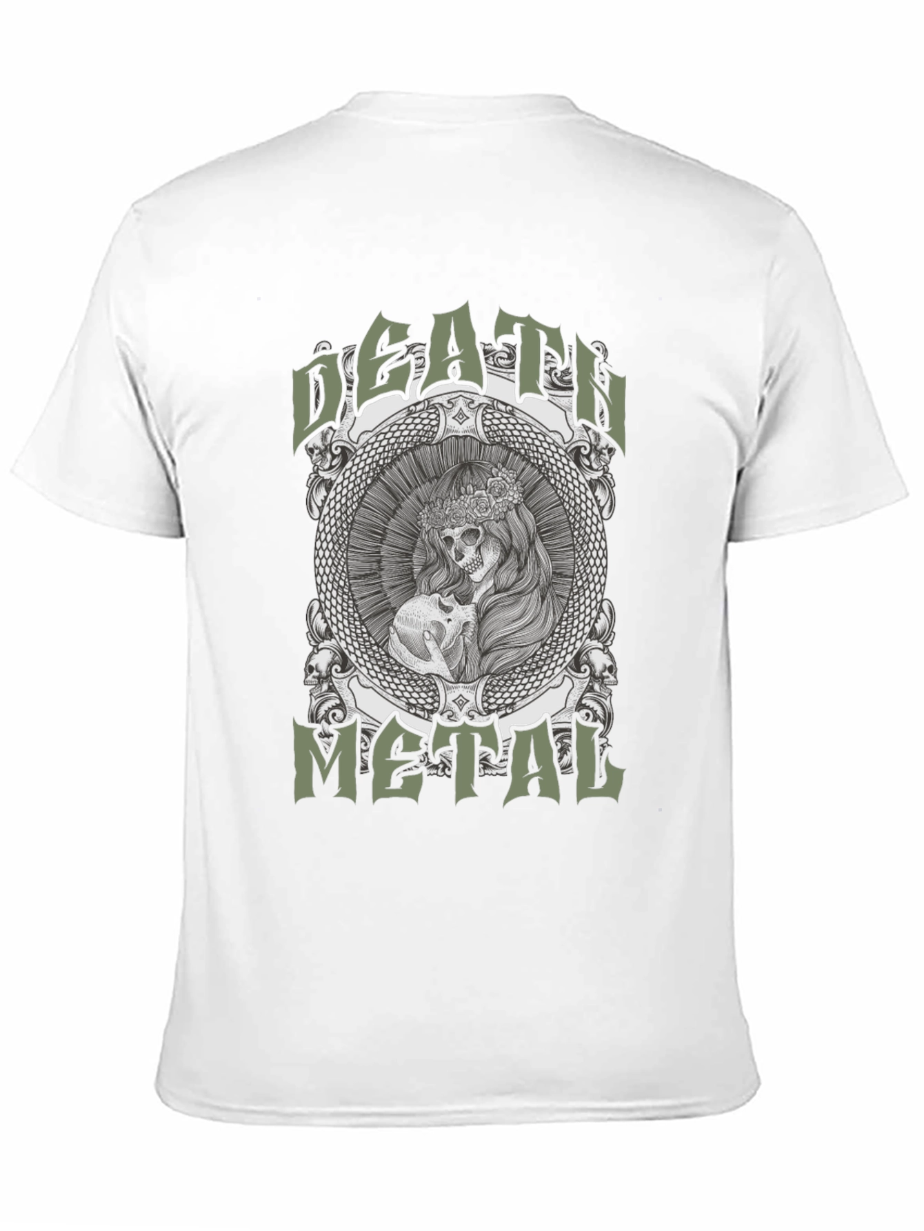 Death Metal Graphic Tee - Skull & Snake Design