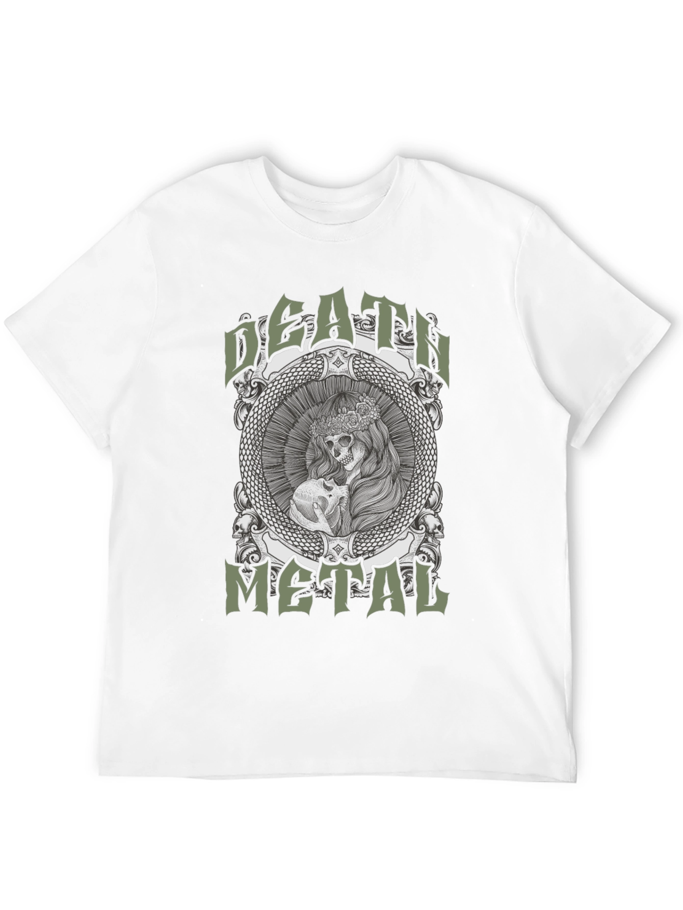 Death Metal Graphic Tee - Skull & Snake Design