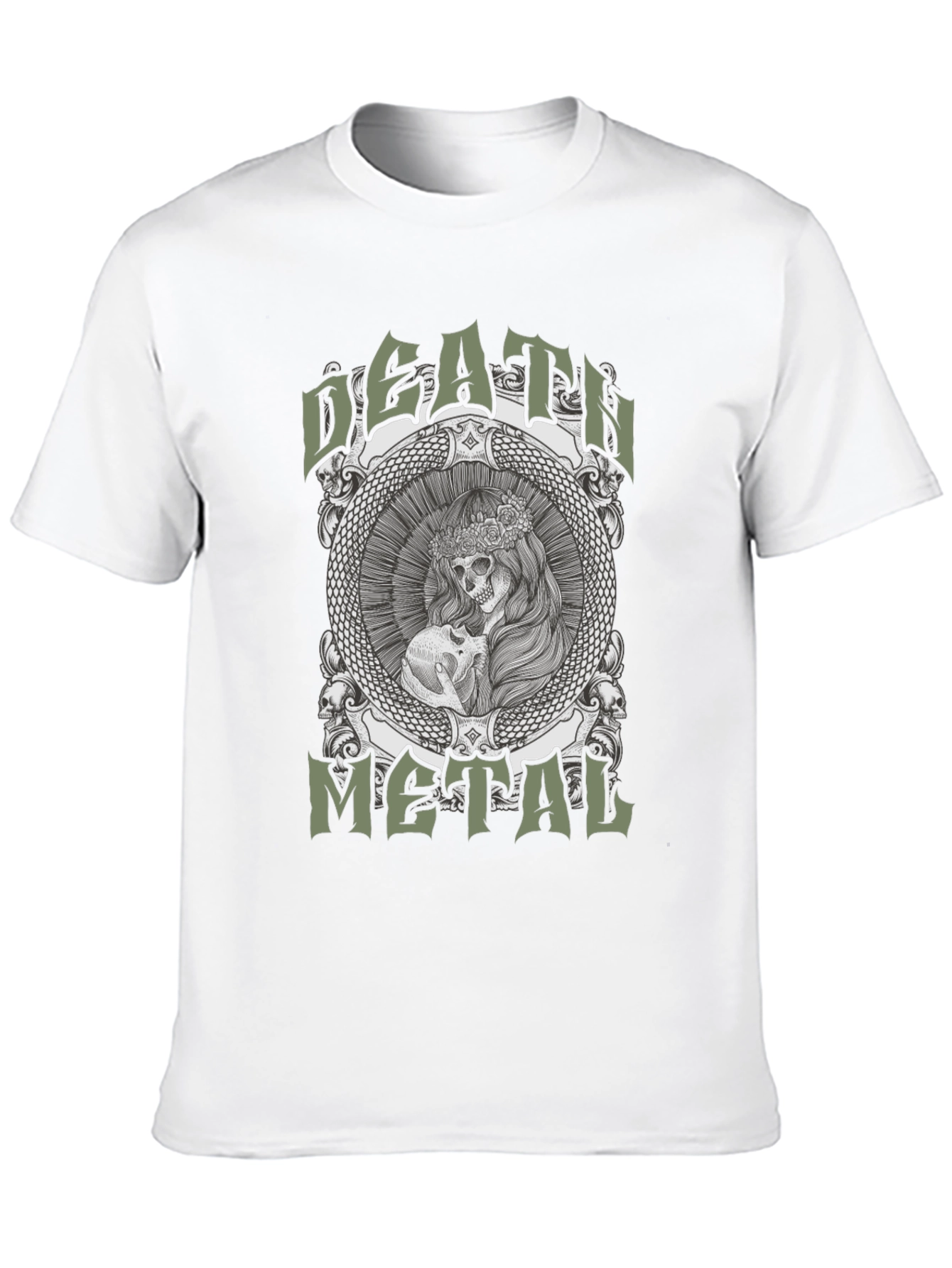 Death Metal Graphic Tee - Skull & Snake Design