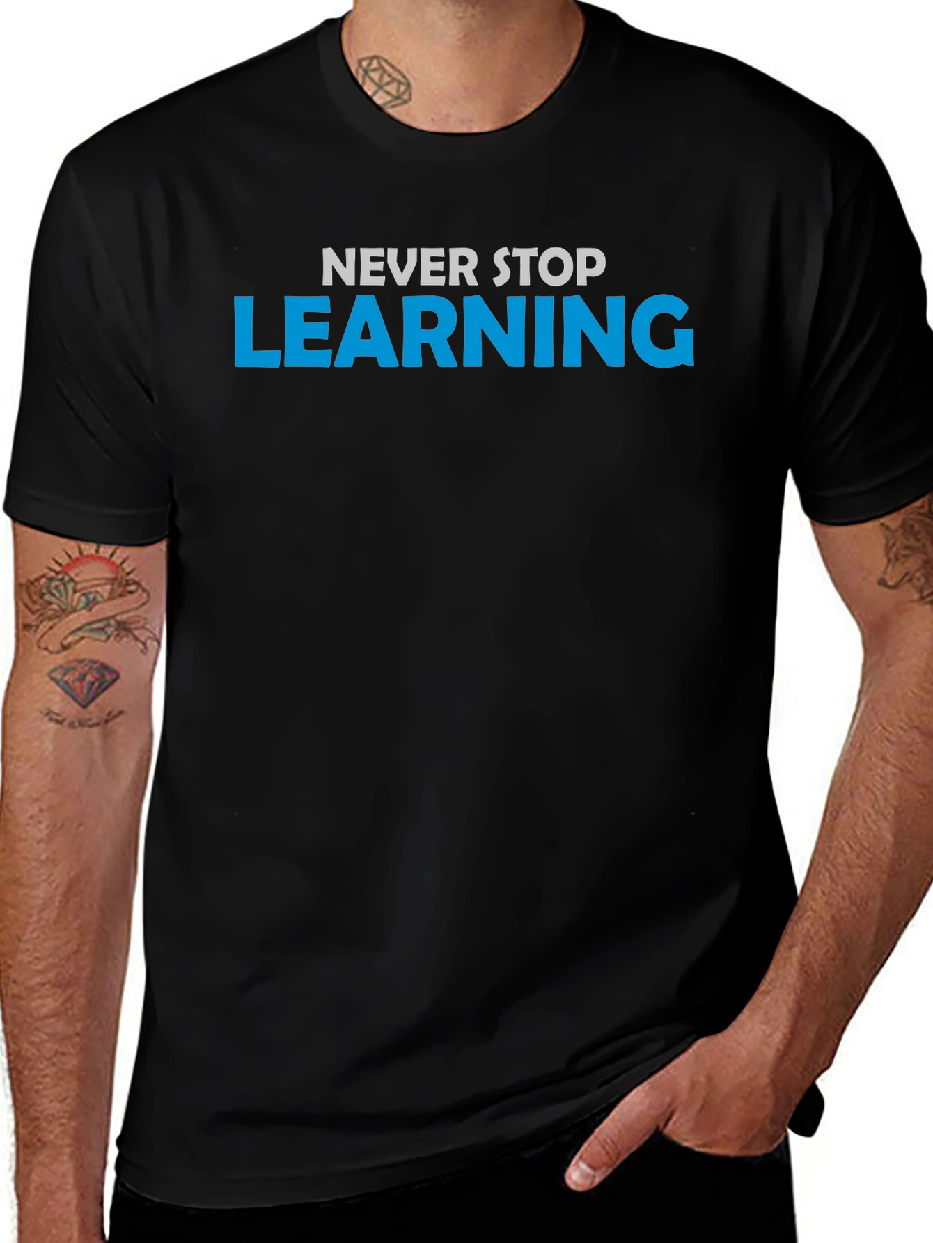Never Stop Learning Black T-Shirt