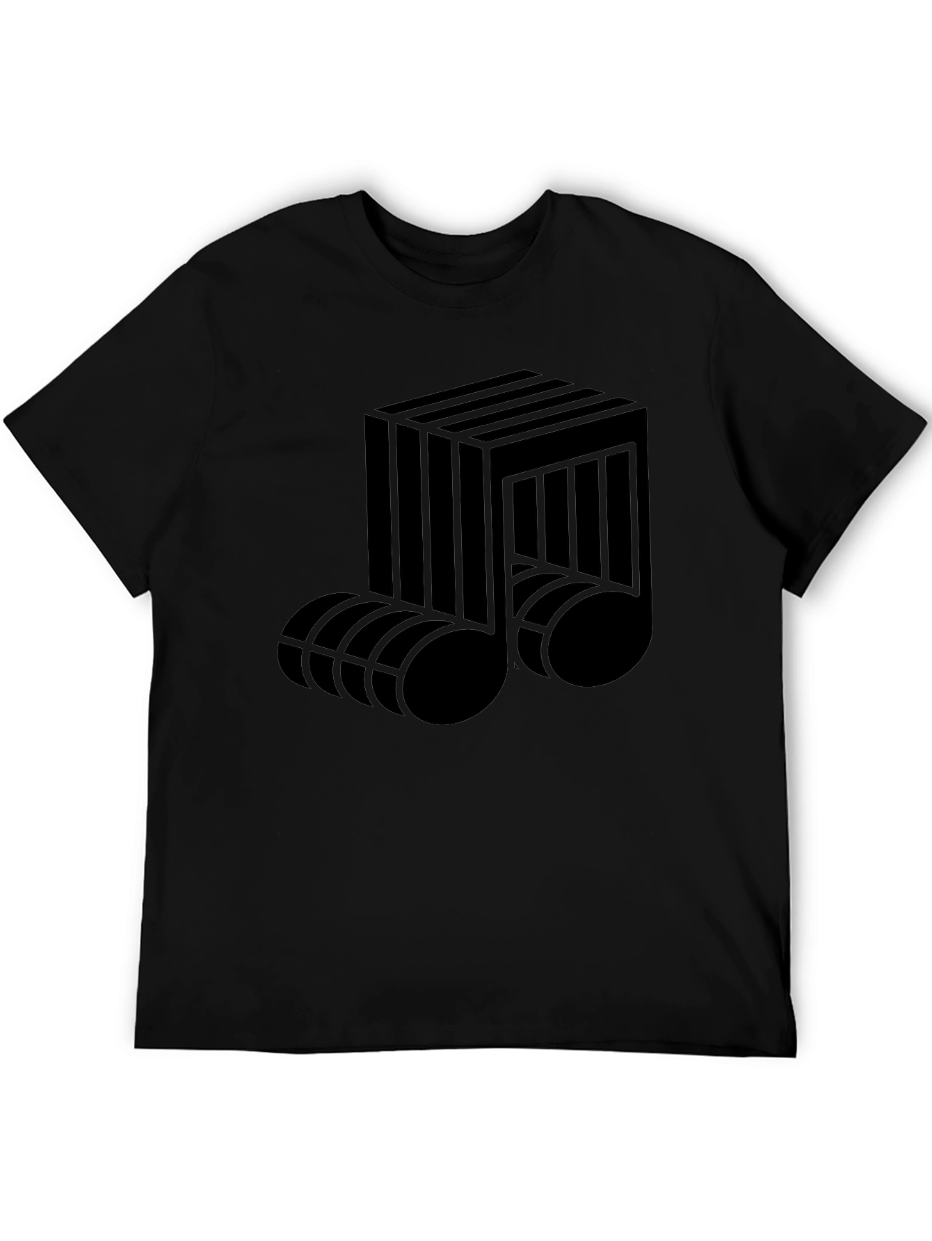 Abstract Musical Note Graphic Tee - Black