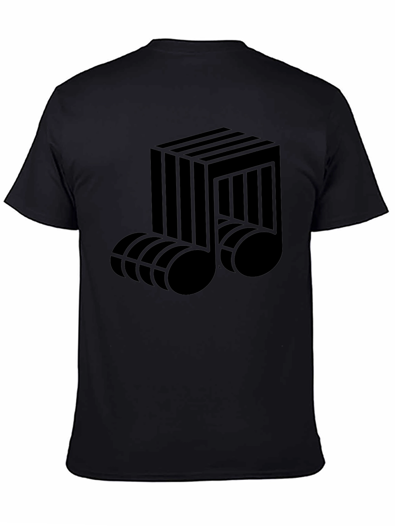 Abstract Musical Note Graphic Tee - Black