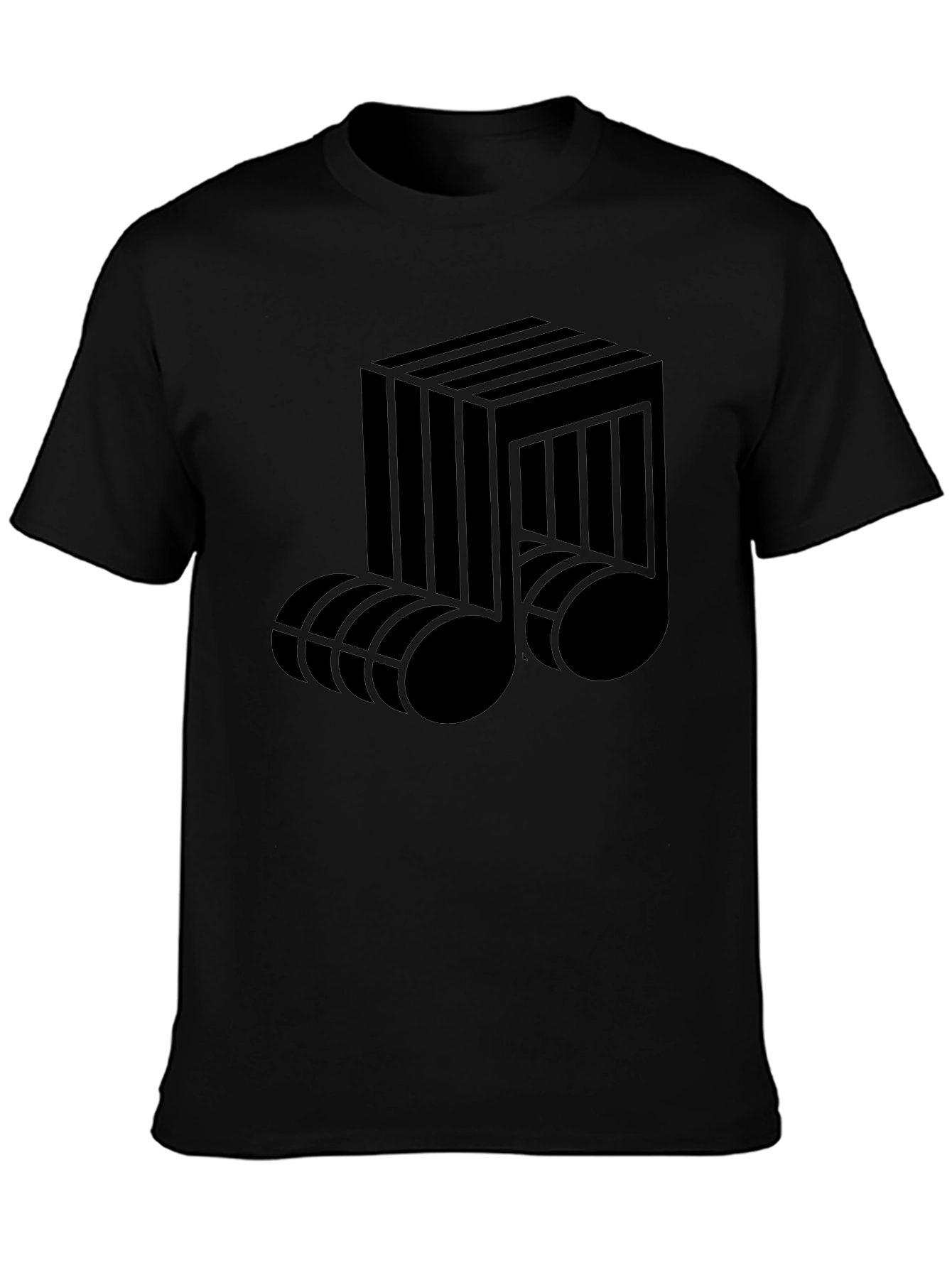 Abstract Musical Note Graphic Tee - Black