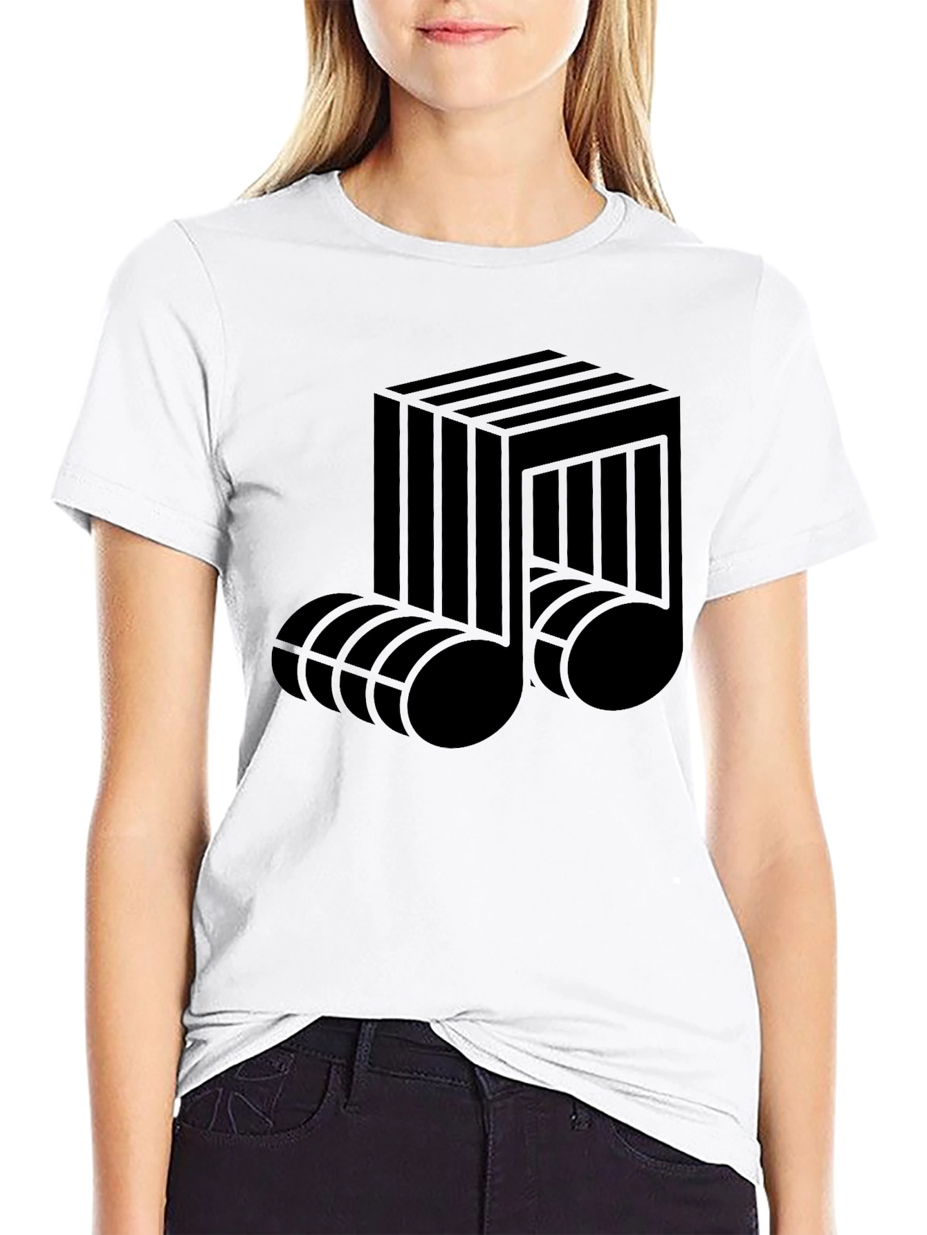 Abstract Musical Note Graphic Tee - Black
