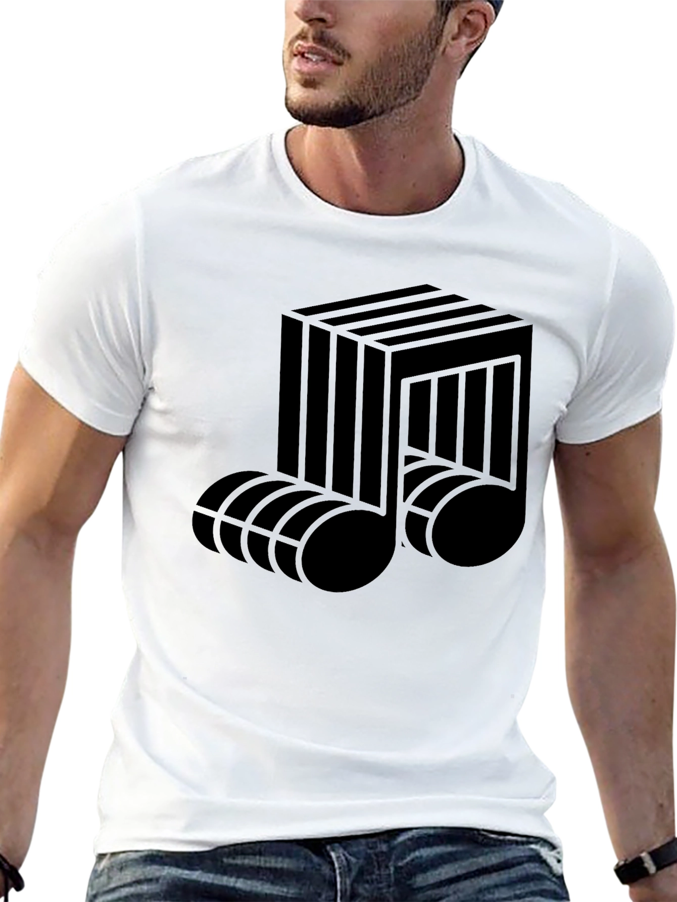 Abstract Musical Note Graphic Tee - Black