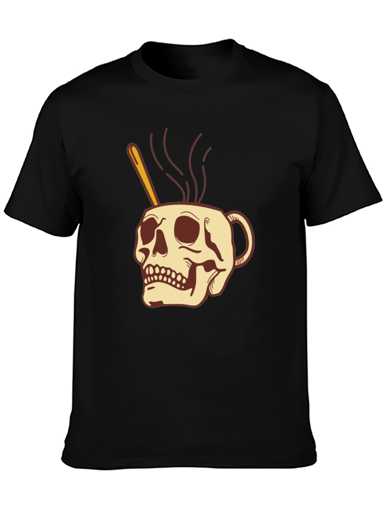 Skull Coffee Cup Graphic Black T-Shirt