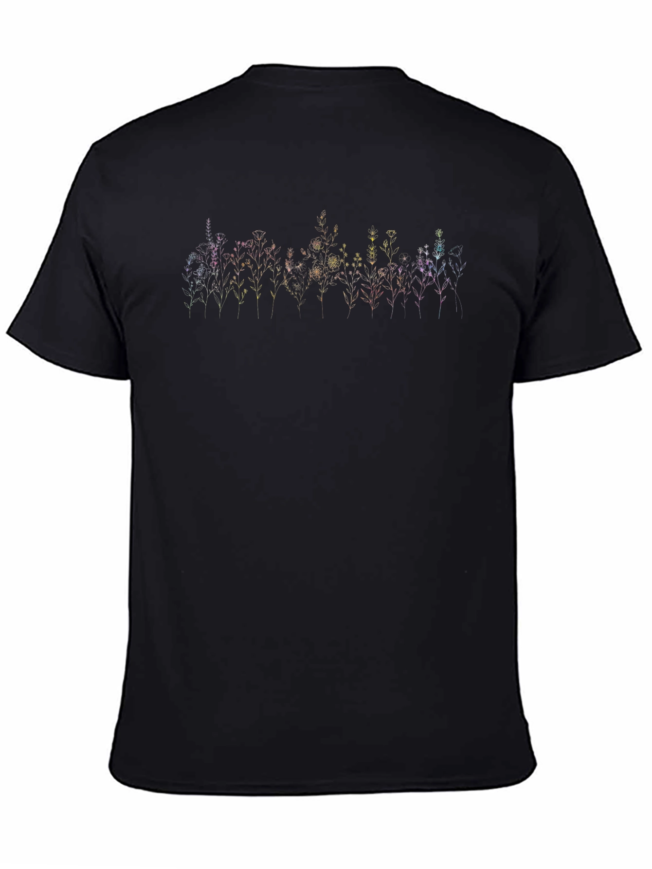 Floral Outline Graphic Black T-Shirt
